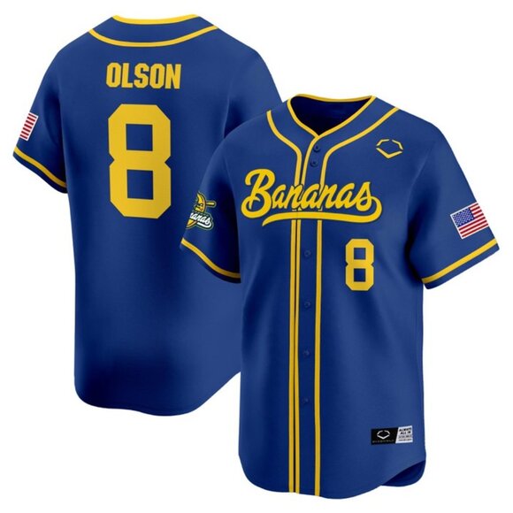 Mens Youths Kids Womens Jackson Olson Savannah Bananas Royal Jersey Stitched